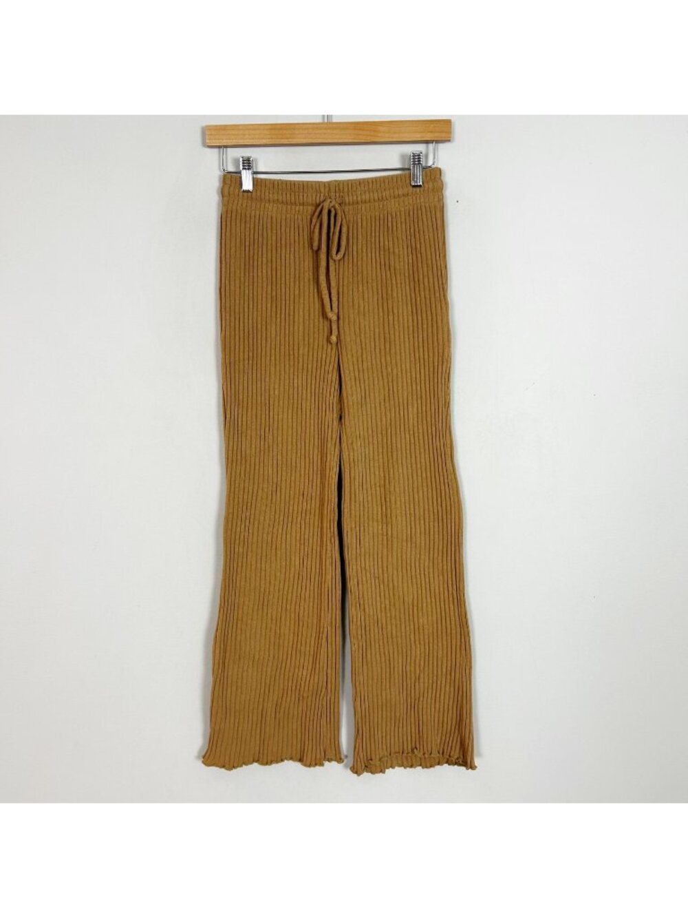 Billabong Brown Ribbed Cropped Flare Pants Boho Cover Up Beach Size Small Women'